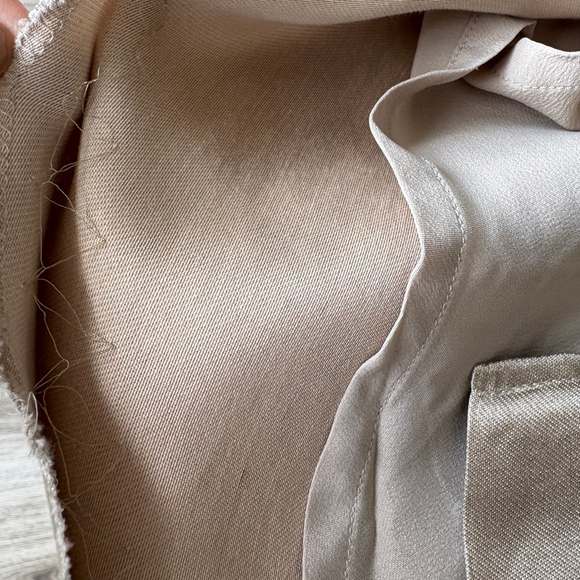 MaxMara Italy Champagne Gold Silk Blend V-Neck Sleeveless Gathered Dress Size 4 - Picture 11 of 12